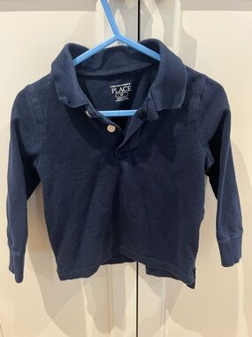 The Children's Place Navy Long Sleeve Polo Shirt 2t